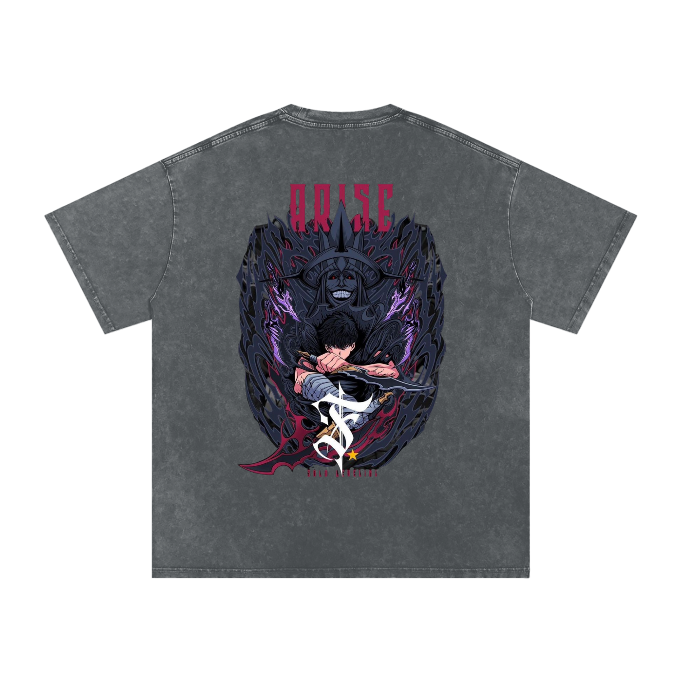 Vintage Arise Tee – Acid Wash Anime Street Style