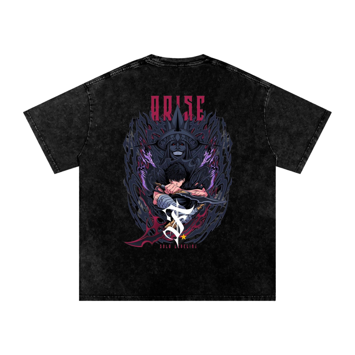 Vintage Arise Tee – Acid Wash Anime Street Style